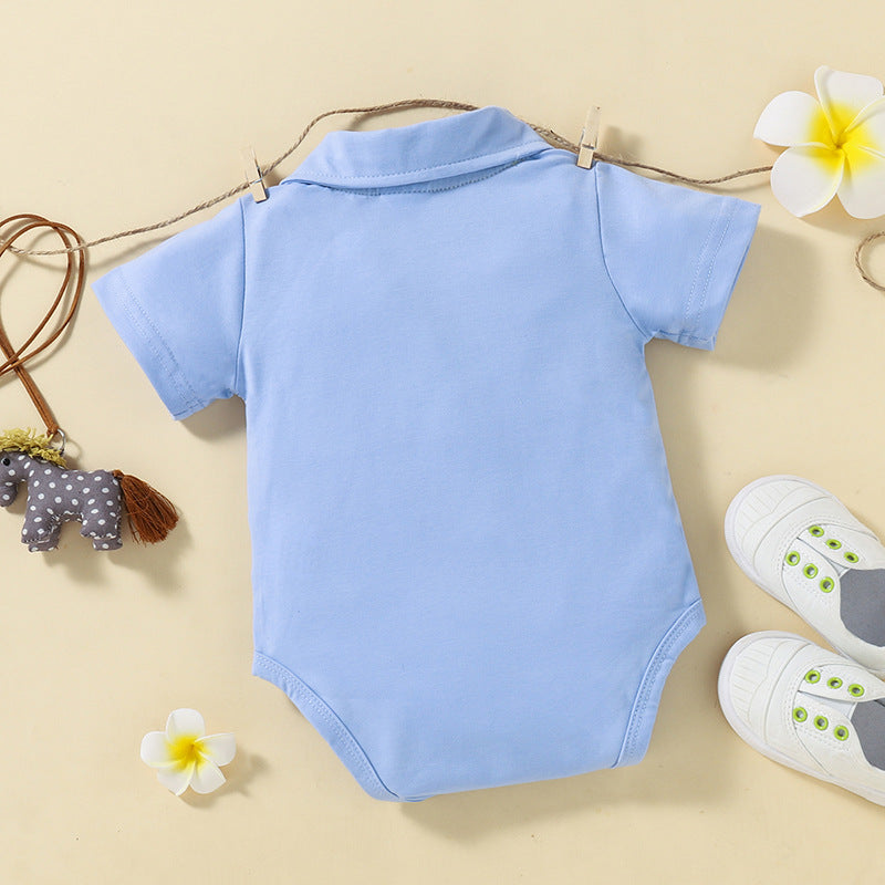 Baby Solid Color Short-Sleeved POLO Bodysuit Baby One Piece Jumpsuit - PrettyKid