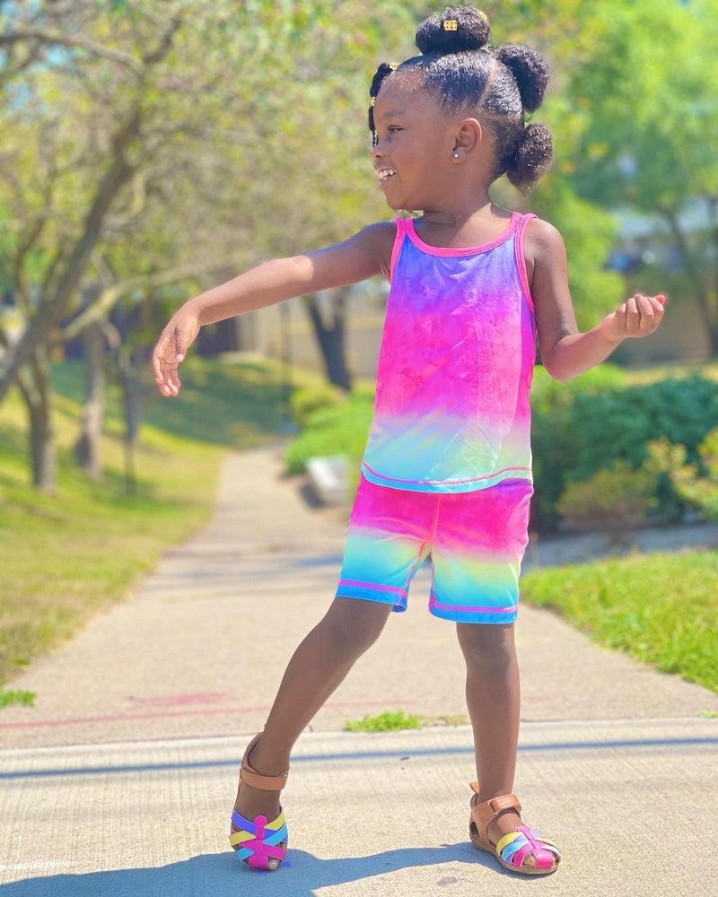18M-6Y Toddler Girls Shorts Sets Tie Dye Casual Tank Top & Shorts Wholesale Sunny Girl Clothing