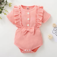 New Born Girl Ruffle Ribbed Bodysuit - PrettyKid