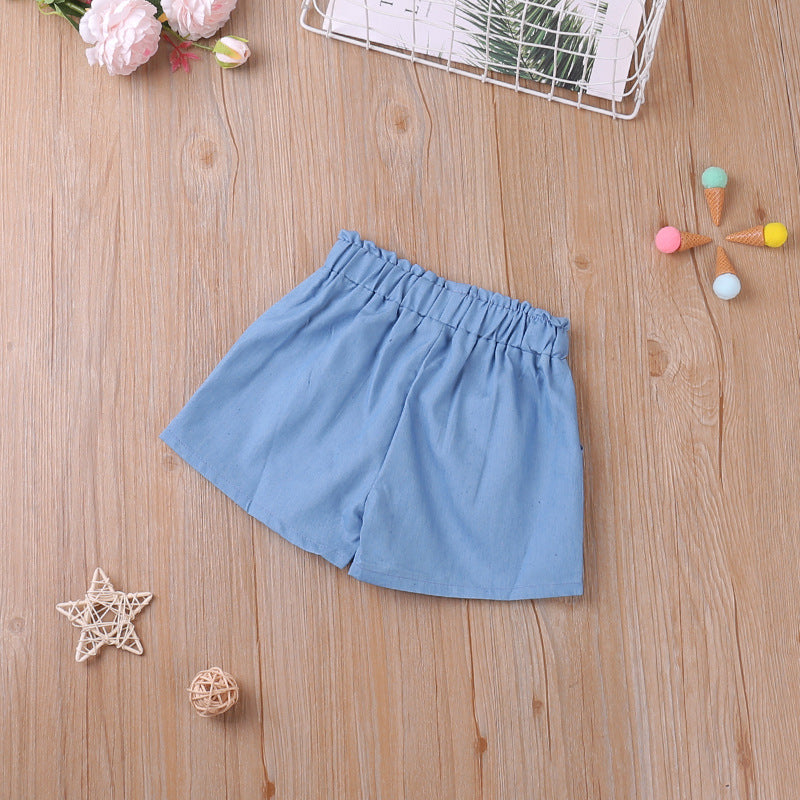 18months-6years Toddler Girl Shorts Solid Color Thin Denim Casual Wholesale Girls Fashion Clothes - PrettyKid