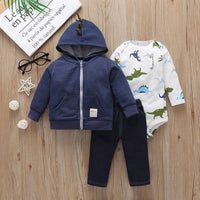 Baby Boys Cartoon Dinosaur Printed Vest Coat Bodysuit Pants Set Trendy Baby Clothes Wholesale - PrettyKid