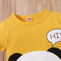 Baby Boy Panda Pattern T-shirt & Striped Shorts - PrettyKid