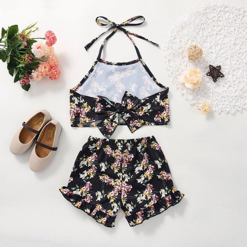 Toddler Girl Floral Halterneck Top & Shorts - PrettyKid