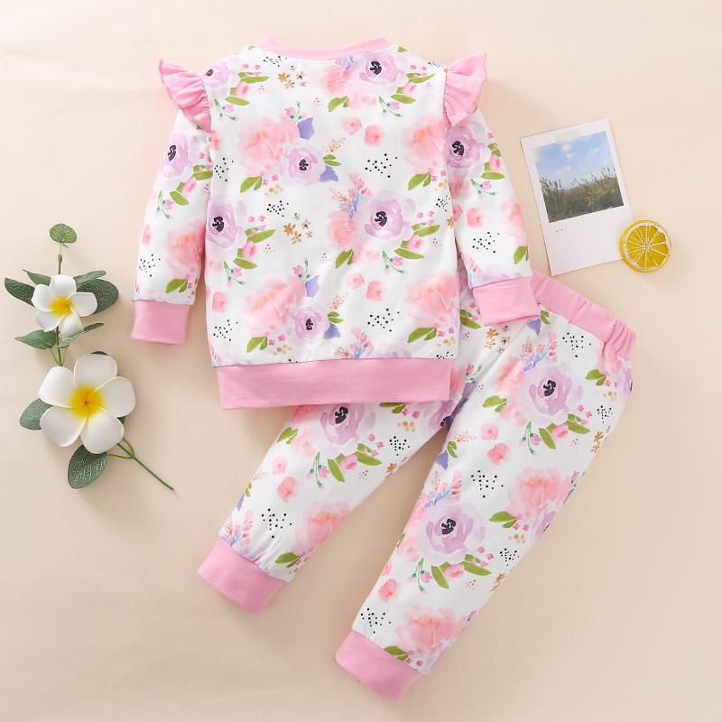 2-piece Floral Long Sleeve T-shirt & Pants for Baby Girl - PrettyKid