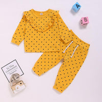 Polka Dot Ruffled Sweatshirt and Pants Set Wholesale children's clothing - PrettyKid