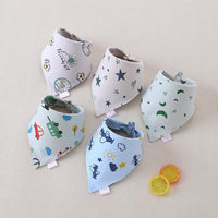 5 Pcs Cartoon Pattern Cotton Bibs - PrettyKid