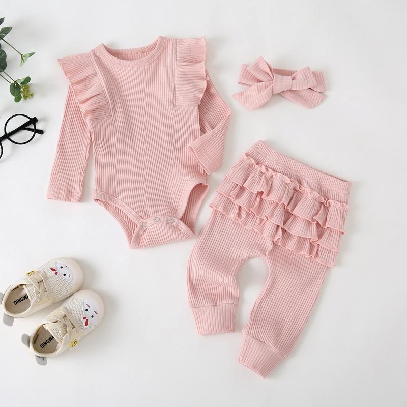 3-piece Ruffle Romper & Headband & Pants for Baby Girl - PrettyKid