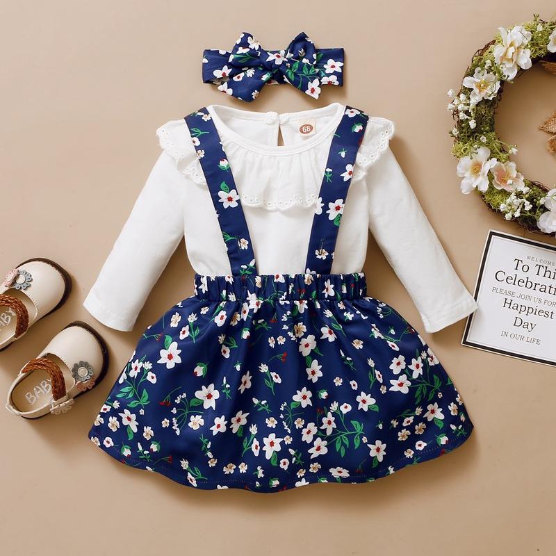 3-piece Shirt & Floral Skirt & Floral Headband for Baby Girl - PrettyKid