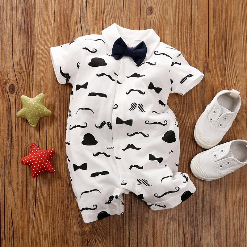 Cute Full-print Beard Short-sleeved Bodysuit Wholesale children's clothing - PrettyKid