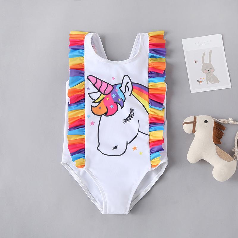 Toddler Girl Unicorn Pattern One Piece Swimsuit - PrettyKid