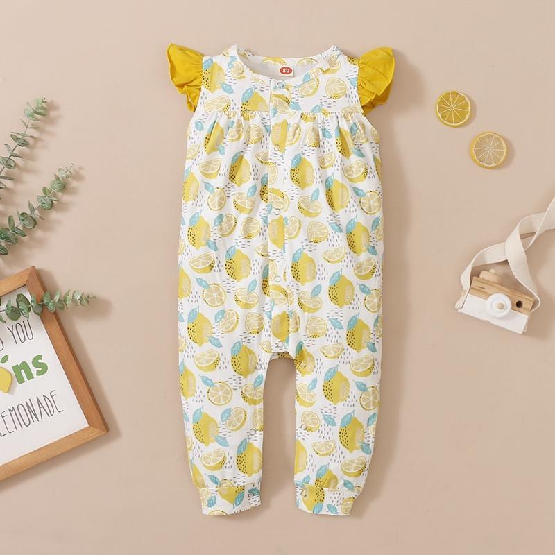 Baby Girl Lemon Pattern Jumpsuit - PrettyKid