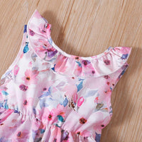 Toddler Girl Bowknot Decor Sleeveless Backless Floral Dress - PrettyKid