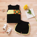Toddler Girl Patchwork Vest T-shirt & Shorts Wholesale Children's Clothing - PrettyKid