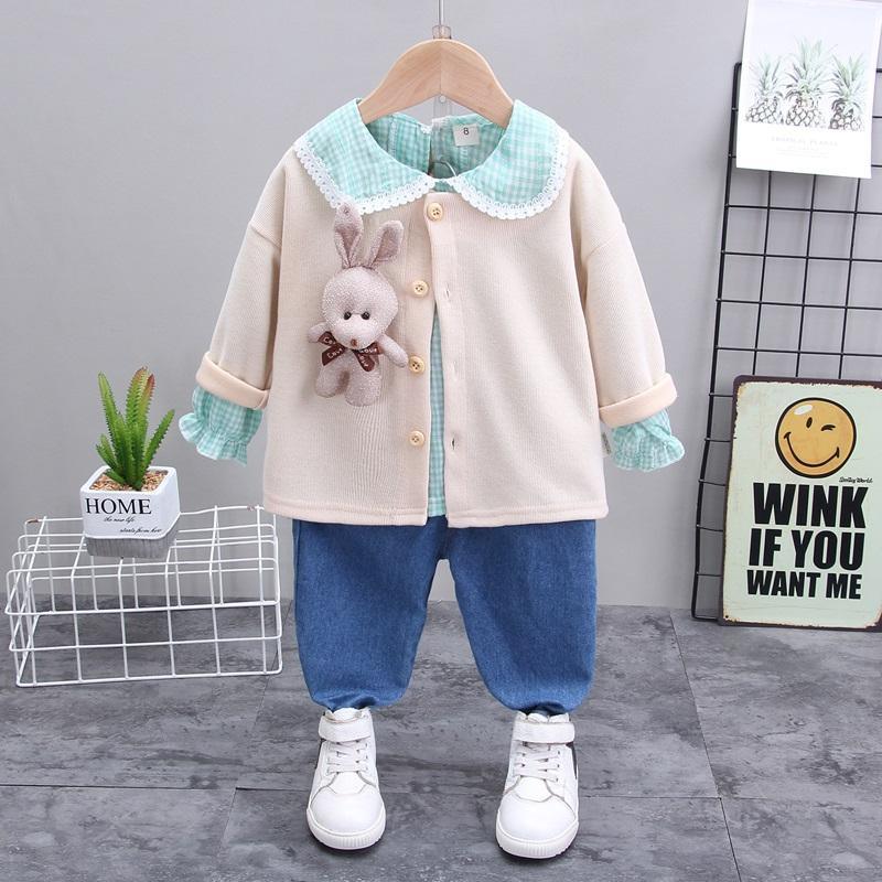 3-piece Bear Toy Coat & Shirt & Pants for Toddler Girl - PrettyKid