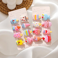 Girl 8pcs Cartoon Ice Cream Hair Clips - PrettyKid