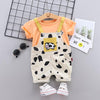 2pcs Fashion Cow Print T-shirt and Jumpsuits - PrettyKid
