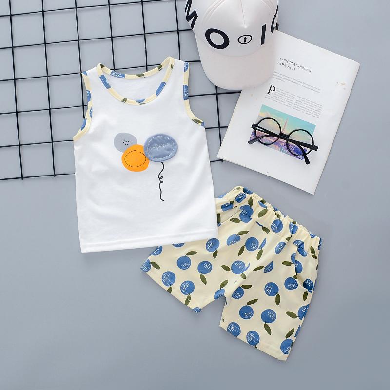 2-piece Balloon Pattern Vest & Shorts for Children Boy - PrettyKid