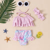 9M-4Y Little Girls Swimsuits Sets Ruffled Halter-Neck Top & Fish Scales Briefs Fashion Girl Wholesale - PrettyKid