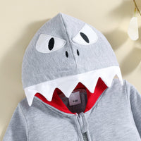 Baby Boys' Hooded Dinosaur Zip Long Sleeve Jumpsuit - PrettyKid