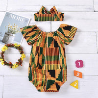 2-piece Geometric Pattern Bodysuit & Headband for Baby Girl - PrettyKid