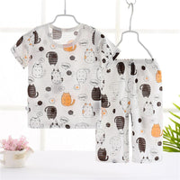 Toddler Boy Tree Pattern Summer Pajamas Sets Top+Pants - PrettyKid