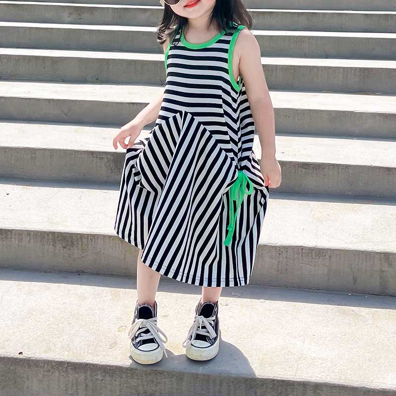 Toddler Girl Sleeveless Striped Dress - PrettyKid