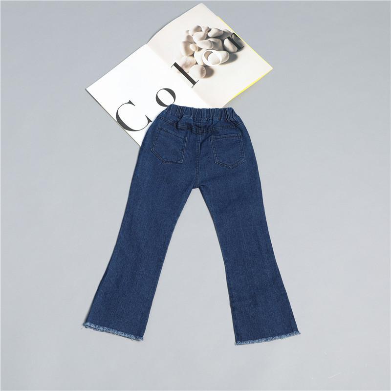 Grow Girl Bowknot Denim Flared Pants - PrettyKid