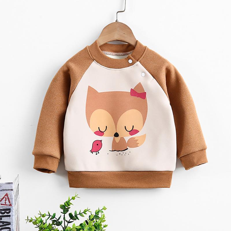 Animal Pattern Fleece-lined Sweatshirt for Toddler Girl - PrettyKid