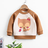 Animal Pattern Fleece-lined Sweatshirt for Toddler Girl - PrettyKid