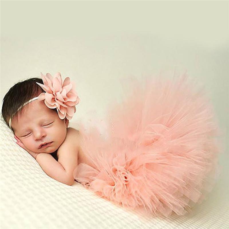 2-piece Solid Tutu Dress Baby Photographic Clothing & Headband - PrettyKid