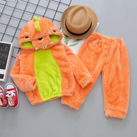 2-piece Dinosaur Pattern Flannel Hoodie & Pants for Children Boy - PrettyKid