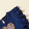 Girls Leopard Heart Ruffled Short Sleeve Top & Pants Kids Wholesale clothes - PrettyKid