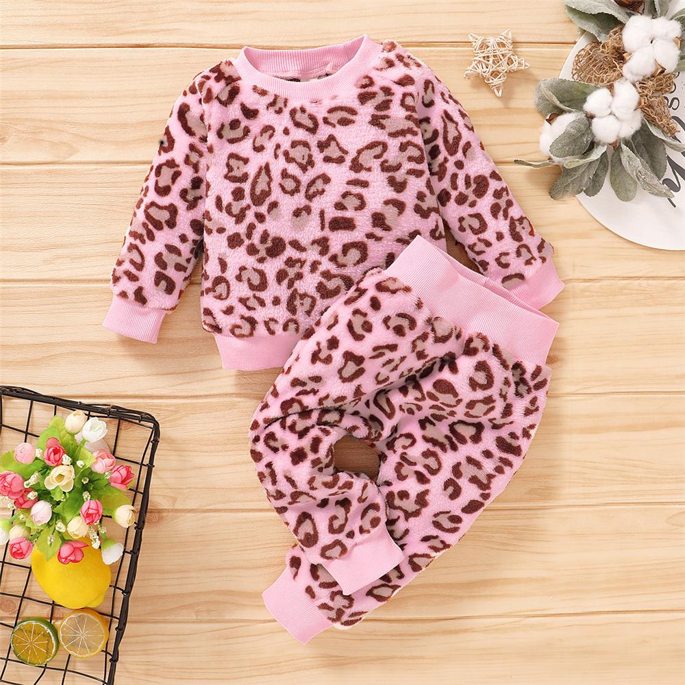 Girls Leopard Long Sleeve Pullover & Pants Toddler Girls Wholesale - PrettyKid