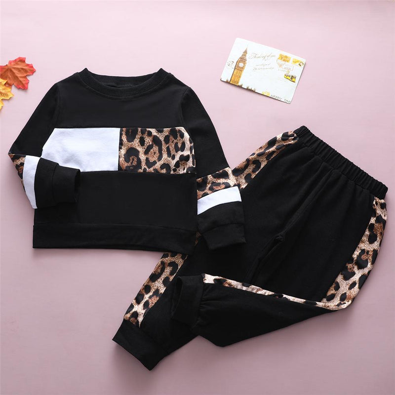 Girls Leopard Long Sleeve Top & Trousers Wholesale Girl Clothing - PrettyKid