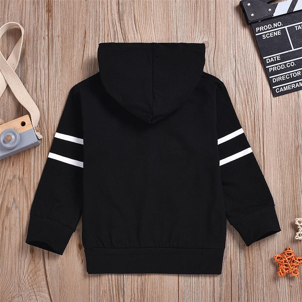 Boys Letter Number Printed Stripe Hooded Top Boys Wholesale Clothes - PrettyKid