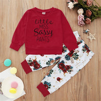 Girls Letter Printed Long Sleeve T-shirt & Floral Pants Girls Clothing Wholesalers - PrettyKid
