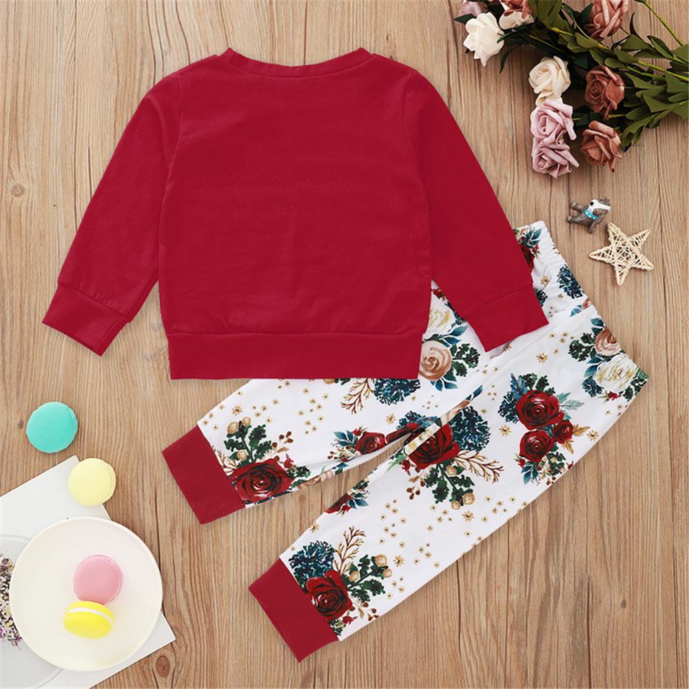 Girls Letter Printed Long Sleeve T-shirt & Floral Pants Girls Clothing Wholesalers - PrettyKid