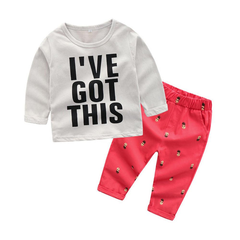 Boys Letter Printed Long Sleeve Top & Pants Wholesale Boys Clothing Suppliers - PrettyKid