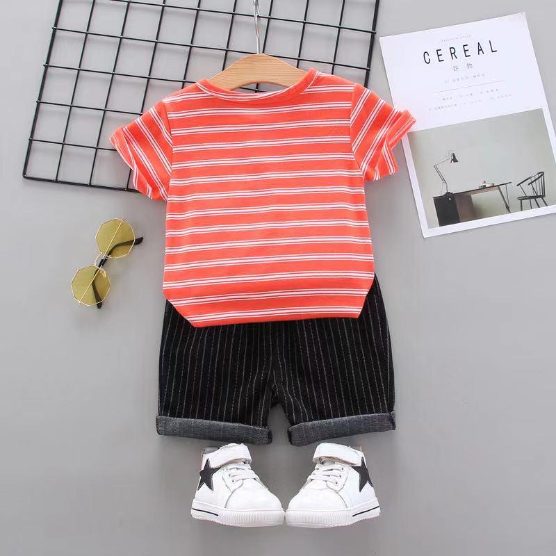 Toddler Boy Striped T-shirt & Vertical Striped Shorts Wholesale Children's Clothing - PrettyKid