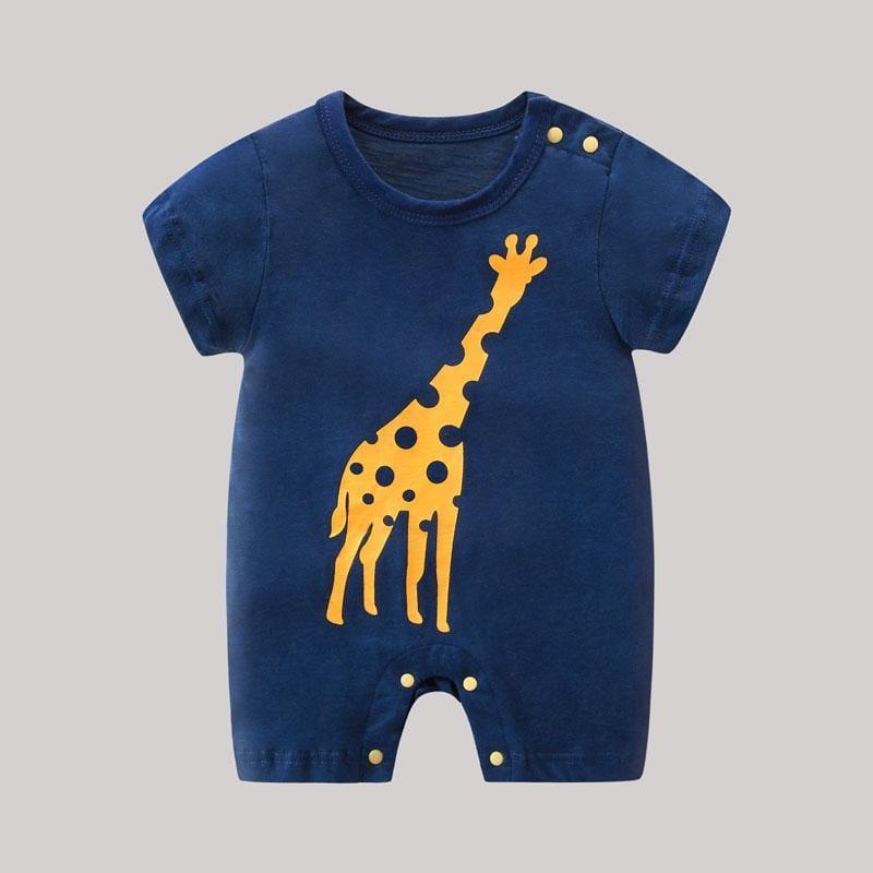 Baby Boy Giraffe Pattern Romper - PrettyKid