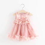 Baby Girl Solid Pattern Summer Mesh Dress - PrettyKid