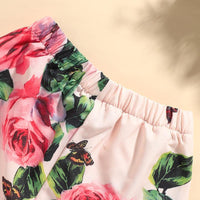 Toddler Girl Floral Shorts Suit Children's Clothing - PrettyKid