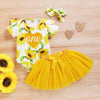 3-piece Floral Printed Bodysuit & Skirt & Headband for Baby Girl Children's Clothing - PrettyKid