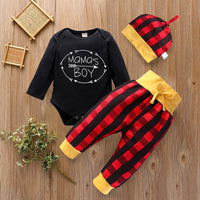 3pcs Creative Letter Printed Stripe Color-block Bodysuit Wholesale children's clothing - PrettyKid