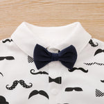 Beard Pattern Bow Tie Jumpsuit Wholesale children's clothing - PrettyKid