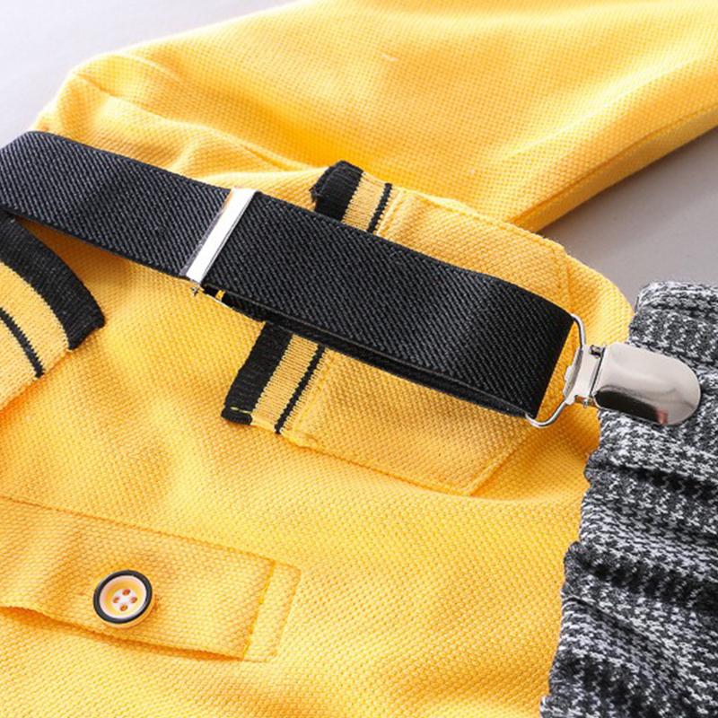 2-piece Long Sleeve Polo Shirt & Plaid Pants for Children Boy - PrettyKid