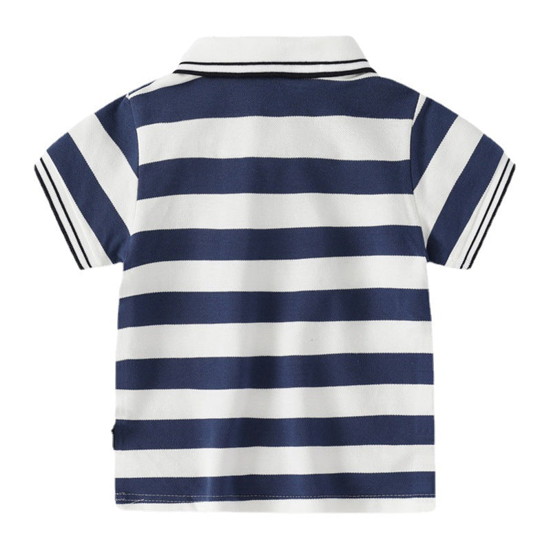 18M-6Y Toddler Striped Embroidered Short Sleeve POLO Shirt Boys Tops Wholesale Boys Clothing - PrettyKid