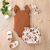 6-24M Baby Girl Outfit Sets Letter Sleeveless Print Headband Wholesale Baby Clothes - PrettyKid