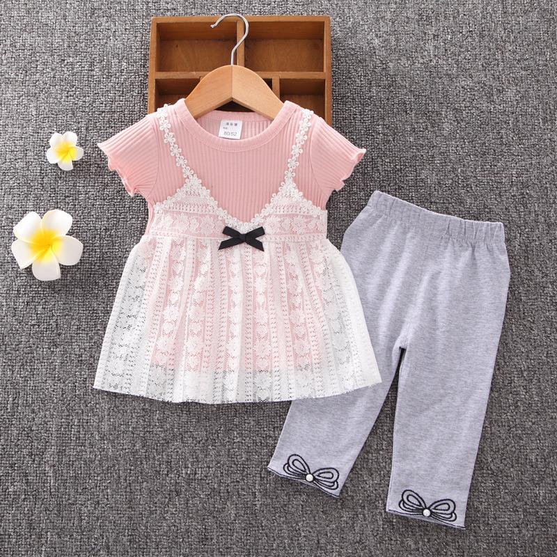 2-piece Lace T-shirt & Pants for Toddler Girl - PrettyKid