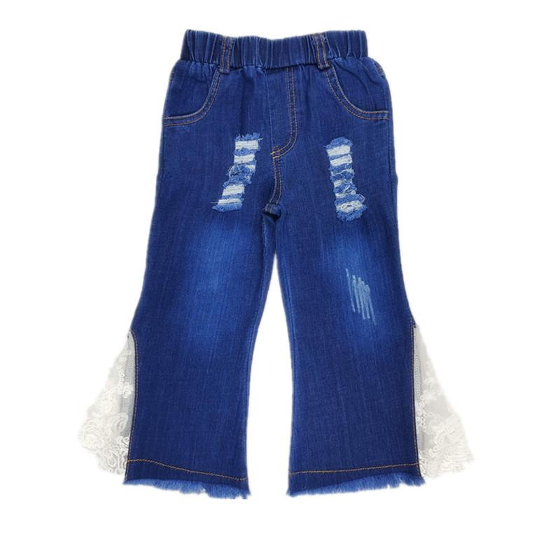 Grow Girl Lace Stitching Loose Jeans - PrettyKid